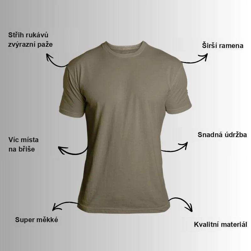 Tričko KOLP – zvýrazní paže, širší ramena, víc místa v trupu, super měkké, snadná údržba, kvalitní materiál